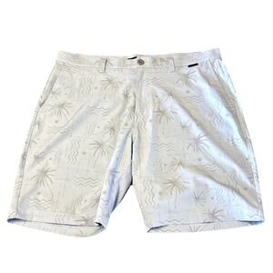 Travis Mathew Men's Size 38 River Surfing Shorts 9" Inseam Dream Blue Palm Trees